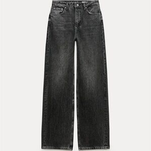 Zara long straight leg Charcoal Denim jeans